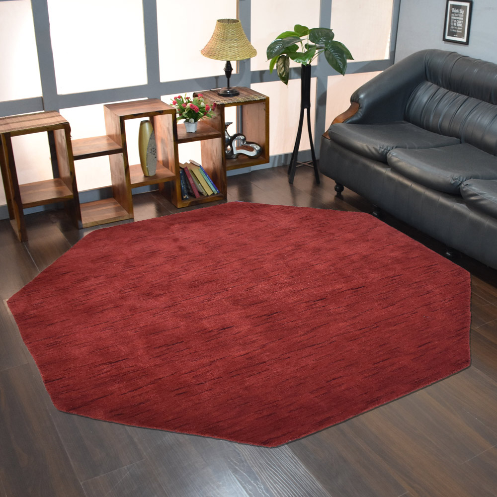 Picture of Get My Rugs UBSL00111L0026D13 10 x 10 ft. Hand Knotted Loom Wool Solid Octagon Area Rug, Red