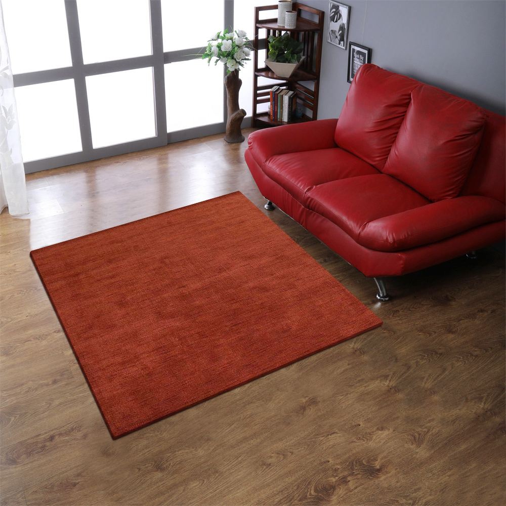 Picture of Get My Rugs UBSL00111L00X26C3 6 x 6 ft. Hand Knotted Loom Wool Solid Square Area Rug, Light Red