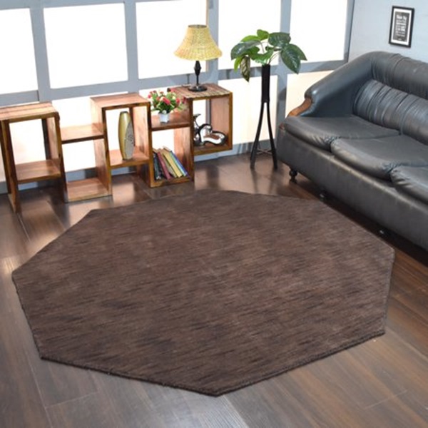 Picture of Get My Rugs UBSL00111L0004D8 8 x 8 ft. Hand Knotted Loom Wool Octagon Rug&#44; Solid Brown