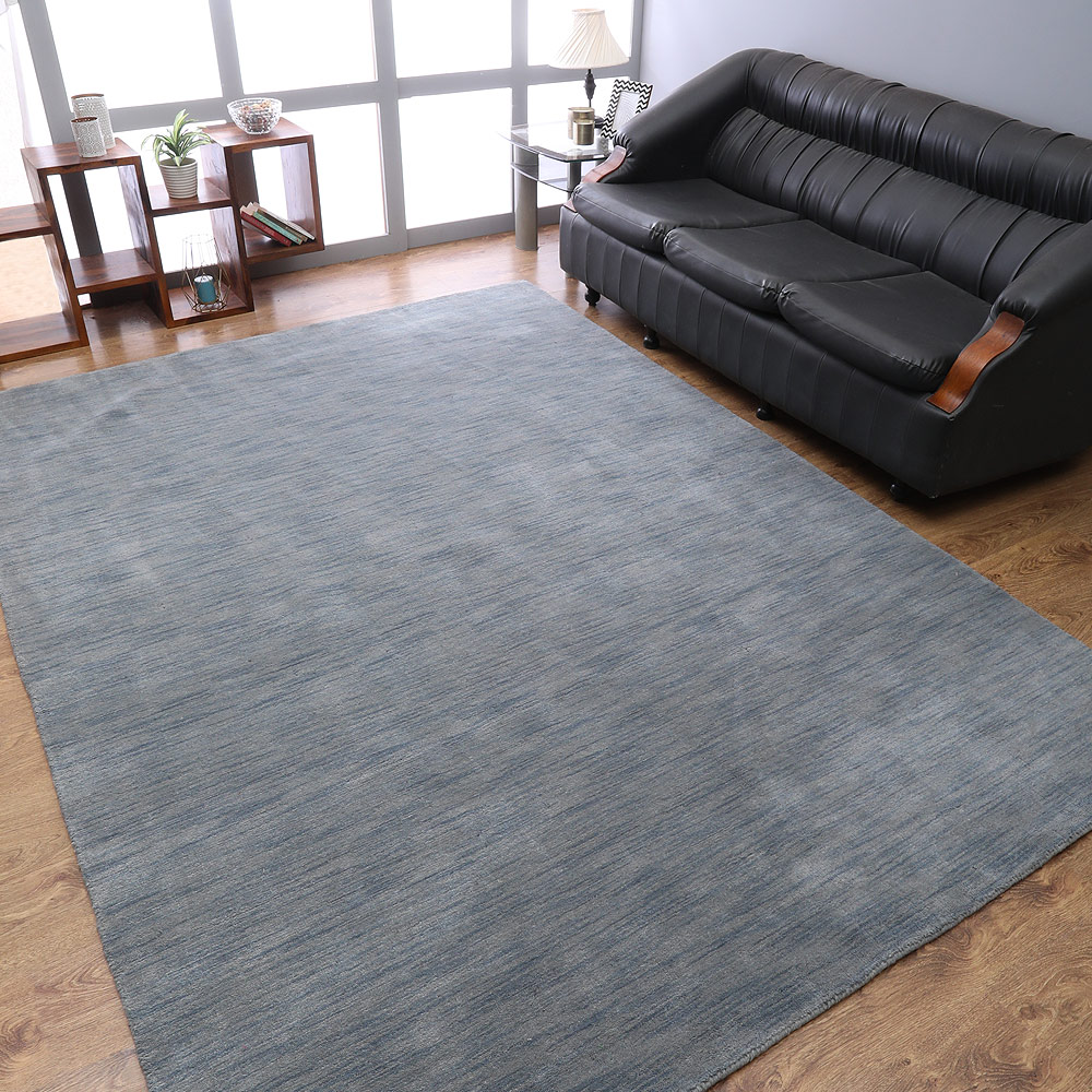 Picture of Get My Rugs UBSL00111L00X03A4 4 x 6 ft. Hand Knotted Loom Wool Solid Rectangle Area Rug, Light Blue