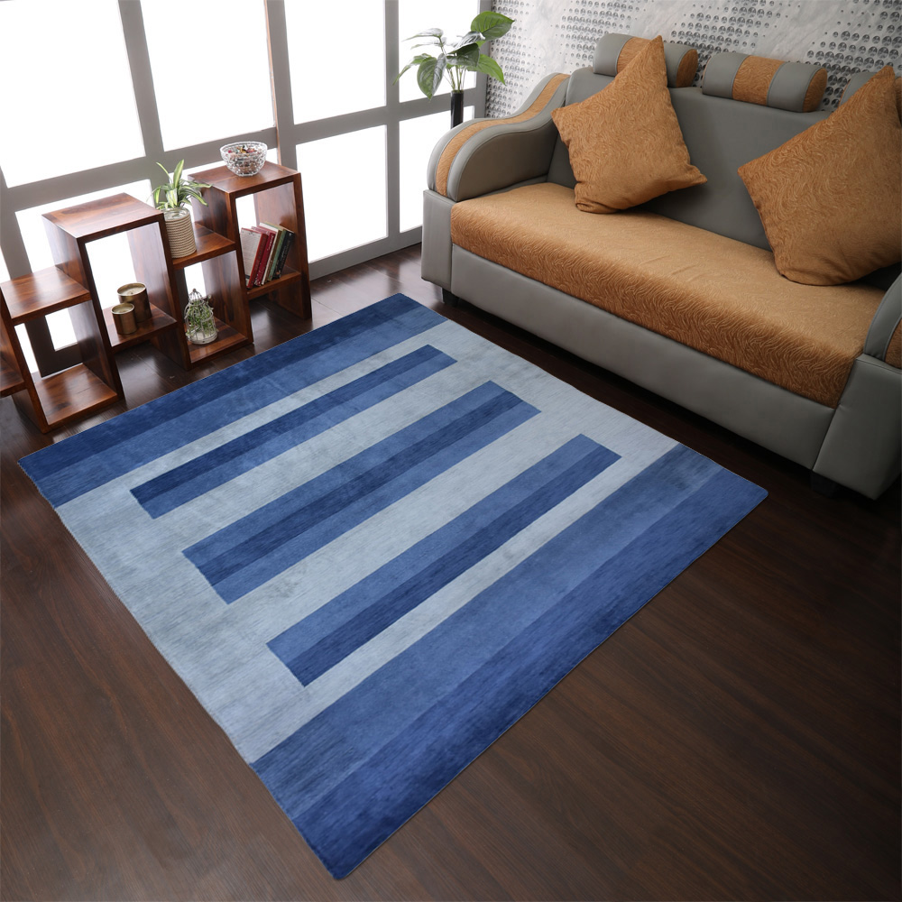 Picture of Get My Rugs UBSL0B904L03X03C13 10 x 10 ft. Hand Knotted Loom Wool Contemporary Square Area Rug&#44; Blue & Light Blue
