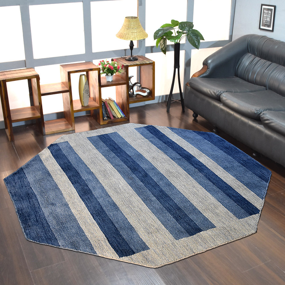 Picture of Get My Rugs UBSL0B904L03X03D3 6 x 6 ft. Hand Knotted Loom Wool Contemporary Octagon Area Rug&#44; Blue & Light Blue