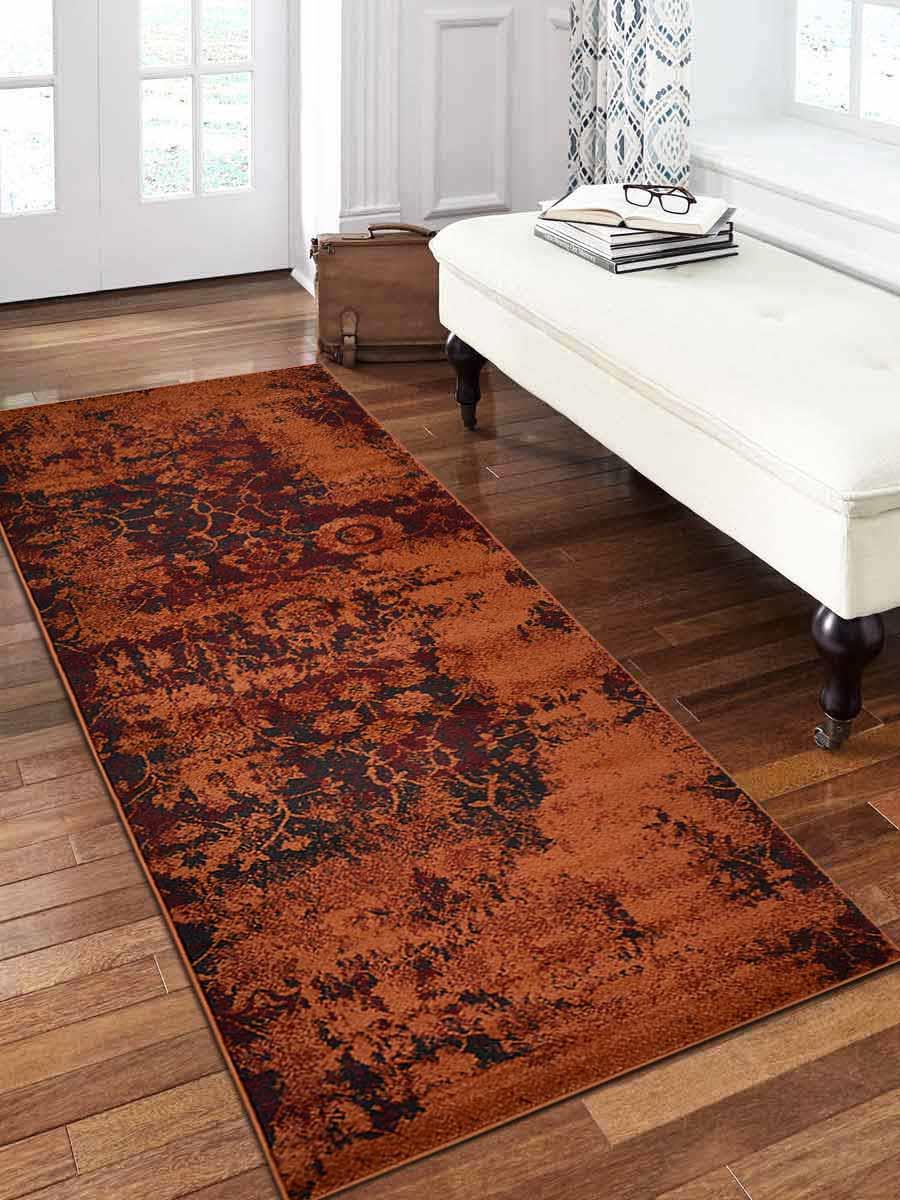 UBSM00034M0015G93 3 ft. 2 in. x 10 ft. Machine Woven Heatset Polypropylene Oriental Runner Rug, Orange -  Glitzy Rugs