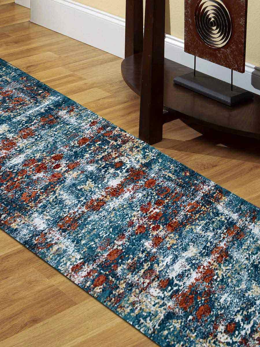 UBSM00038M0003G93 3 ft. 2 in. x 10 ft. Machine Woven Heatset Polypropylene Oriental Runner Rug, Blue -  Glitzy Rugs