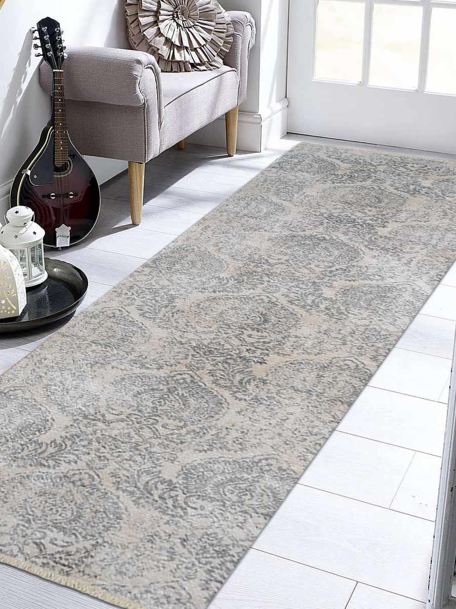 UBSM00070C0017G100 2 ft. 6 in. x 9 ft. 10 in. Machine Woven Crossweave Polyester Oriental Runner Rug, Ivory -  Glitzy Rugs