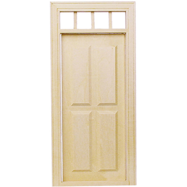 HWH6001 1-2 Scale 4 Panel Prehung Door, Light Brown