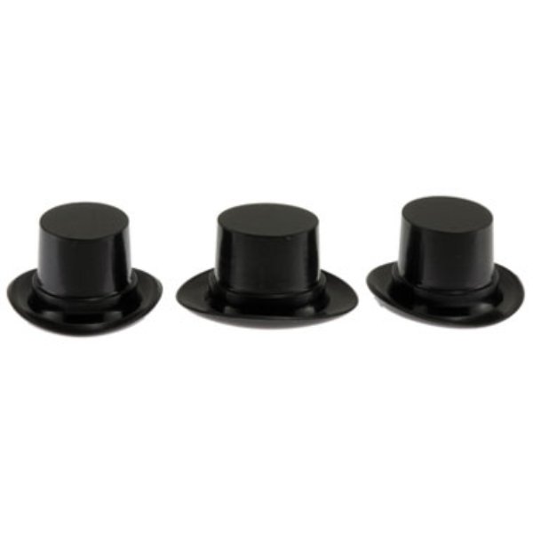 JOS8614 Plastic Top Hats for Dollhouse Miniature - Black - 3 Piece