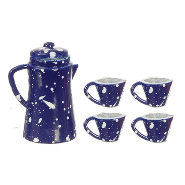 AZD2789 Spatter Coffee Set for Dollhouse Miniature - Blue