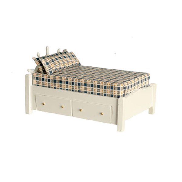 AZM1908 Captains Bed for Dollhouse Miniatures - White