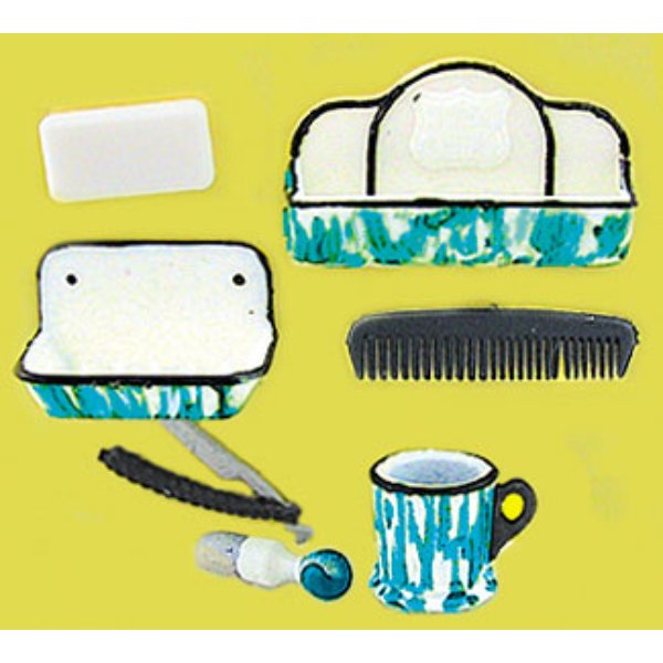 CAR0895 Shaving Accessories for Dollhouse Miniature - Flow Blue - 6 Piece