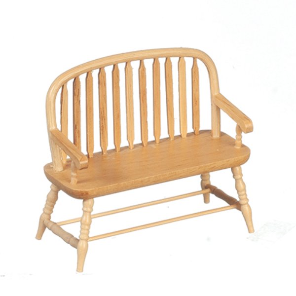 AZT4845 Colonial Windsor Bench for Dollhouse Miniature - Oak