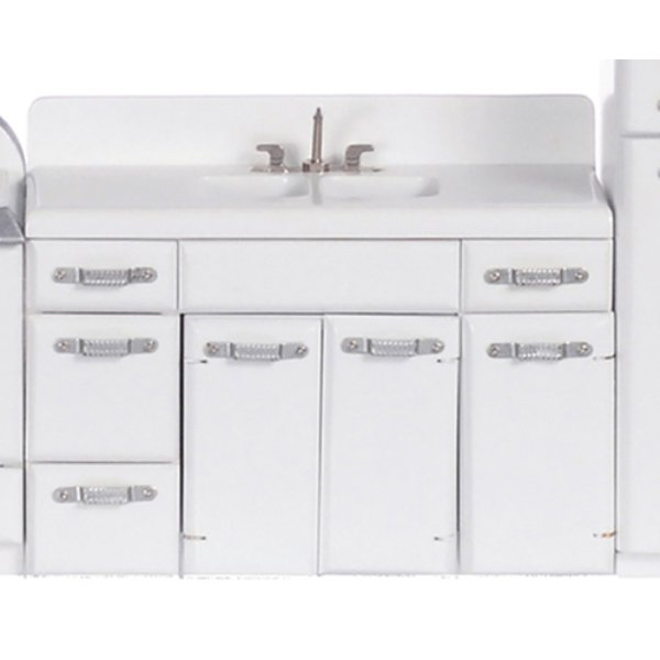 AZT5014 1950s Double Sink for Dollhouse Miniature, White
