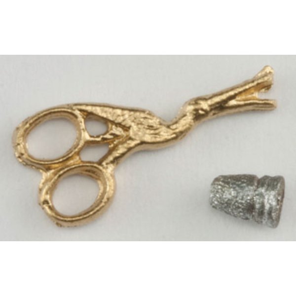CAR0993 Stork Scissors & Thimble for Dollhouse Miniature