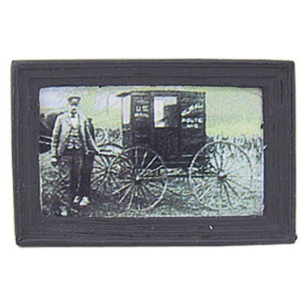 CARF337A Mail Wagon Framed Picture Repro Print for Dollhouse Miniature