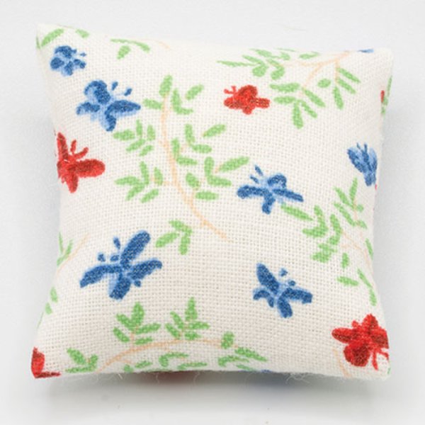 BB80045 Pillow for Dollhouse Miniature - White with Butterflies