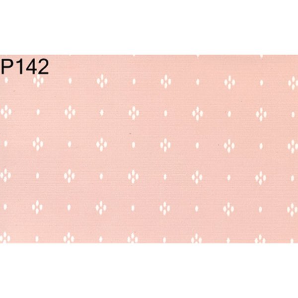 BH142 Prepasted Wallpaper for Dollhouse Miniature - White Print on Peach - 3 Piece
