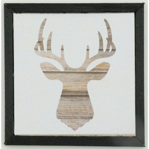 KCMSQ25BLK Deer Picture for Dollhouse Miniature - Black Frame