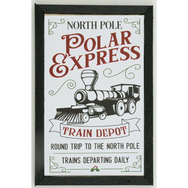 KCMXM7BLK Polar Express Picture for Dollhouse Miniature - Black Frame