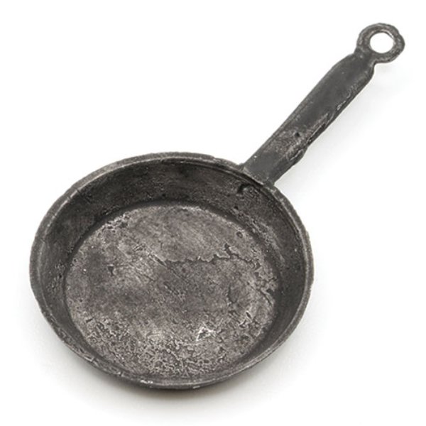 ISL0323 Frying Pan with Medium Handle for Dollhouse Miniature - Black