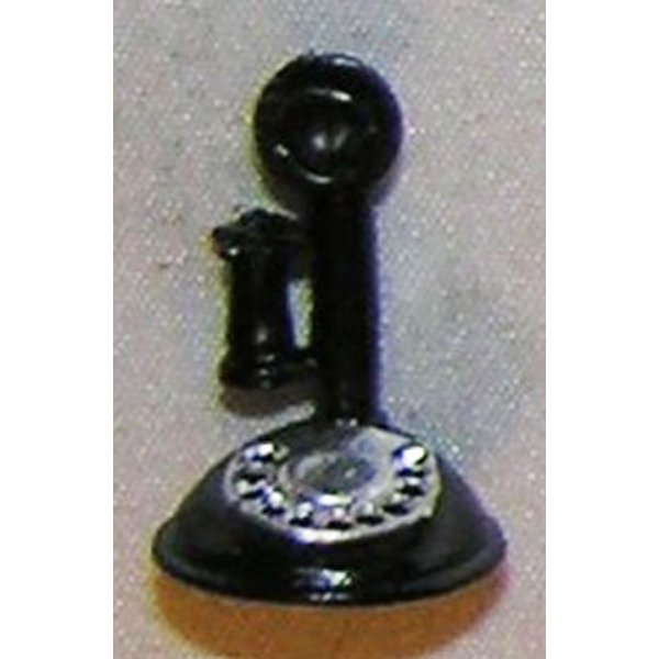 ISL2728 Telephone & Candlestick with Dial for Dollhouse Miniature - Black