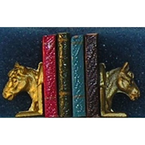 ISL5111 Horse Bookends with Books for Dollhouse Miniature