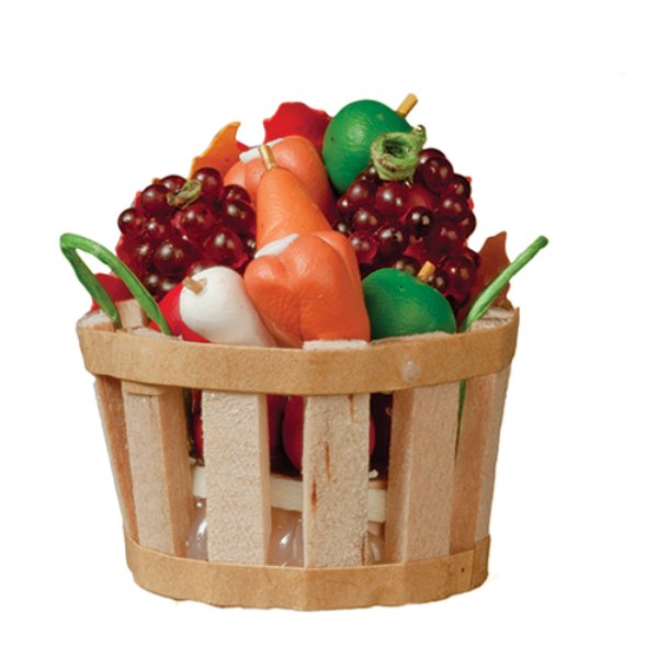 AZB0321 Bushel Basket with Veggies for Dollhouse Miniature