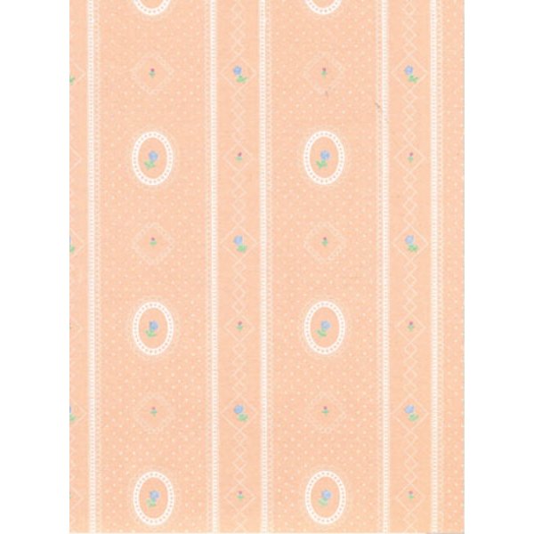 MG144D23 Cameo Stripe Reverse Wallpaper for Dollhouse Miniature - Peach - 3 Piece