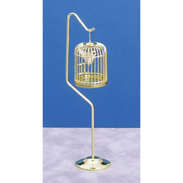 AZD4751A Standing Brass Birdcage with Bird for Dollhouse Miniature