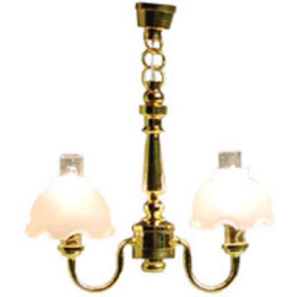 HW2726 Two Light Fluted Chandelier for Dollhouse Miniature