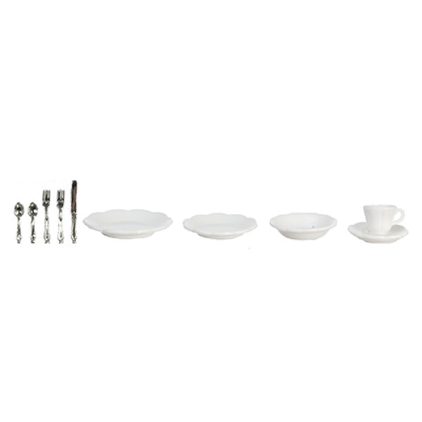 FR40320 Silverware Dishes & Cups for Dollhouse Miniature - 10 Piece