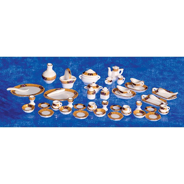 AZG8485 Tea Set for Dollhouse Miniature - 50 Piece