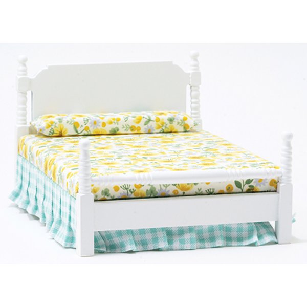CLA10016 Bed for Dollhouse Miniature - White