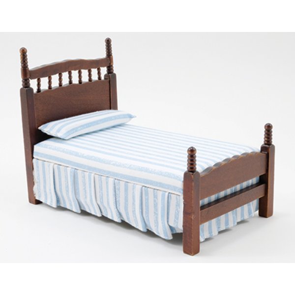 CLA10063 Single Bed for Dollhouse Miniature - Walnut