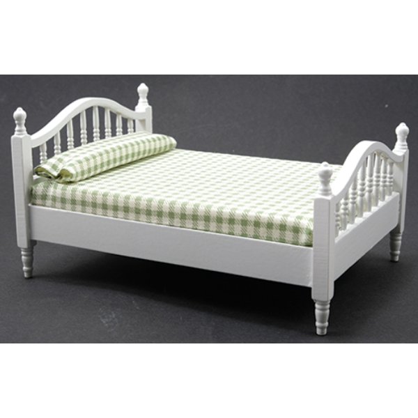 CLA10755 Double Bed for Dollhouse Miniature - White