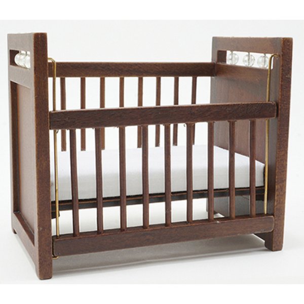 CLA10977 Crib for Dollhouse Miniature - Walnut