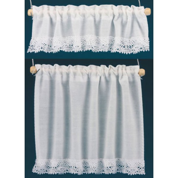 BB50402 Cottage Curtains Set for Dollhouse Miniature, White