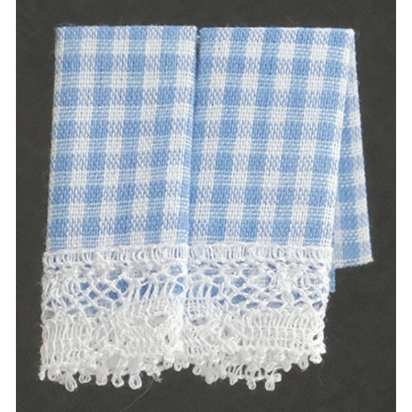 BB50613 Kitchen Dish Towels for Dollhouse Miniature - Gingham Blue