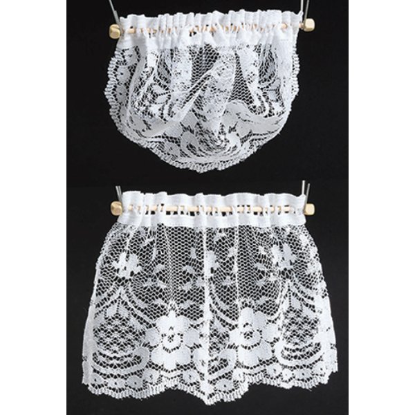 BB53702 Country Crochet Lace Curtains for Dollhouse Miniature - White
