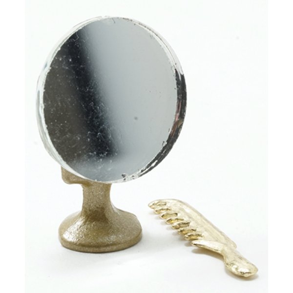 IM65317 Table Mirror & Comb for Dollhouse Miniature - 2 Piece