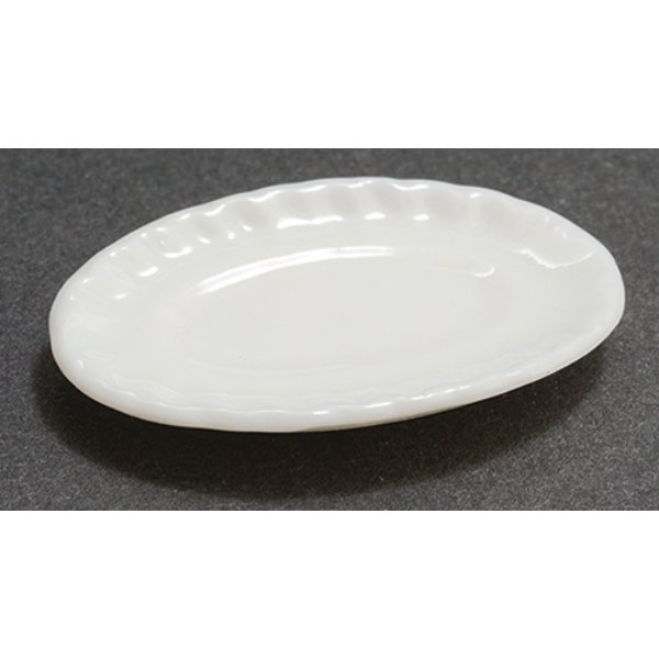 IM65516 Oval Serving Plate for Dollhouse Miniature, White