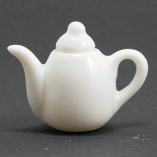 IM65696 Porcelain Teapot for Dollhouse Miniature - White