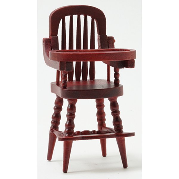 CLA10508 High Chair for Dollhouse Miniature - Mahogany