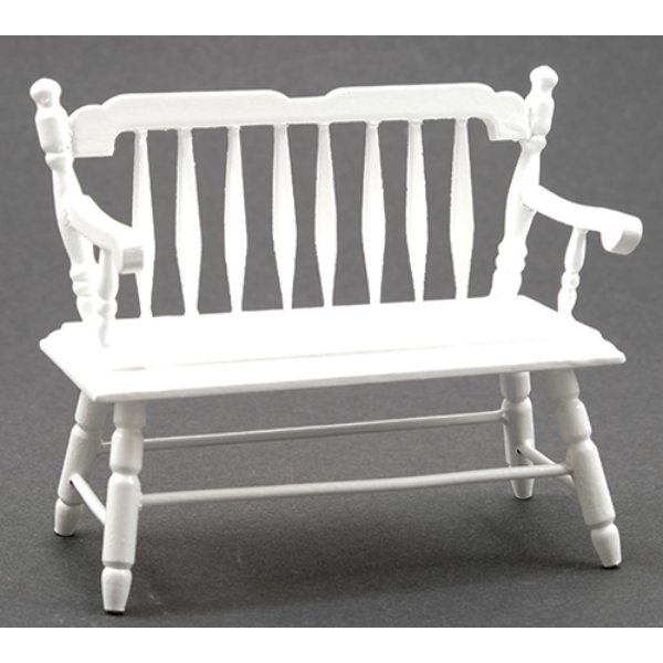 CLA10510 Deacon Bench for Dollhouse Miniature - White