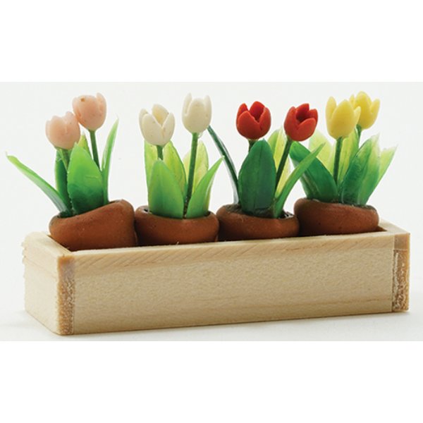 IM69009 Window Box with Flower Pots for Dollhouse Miniature