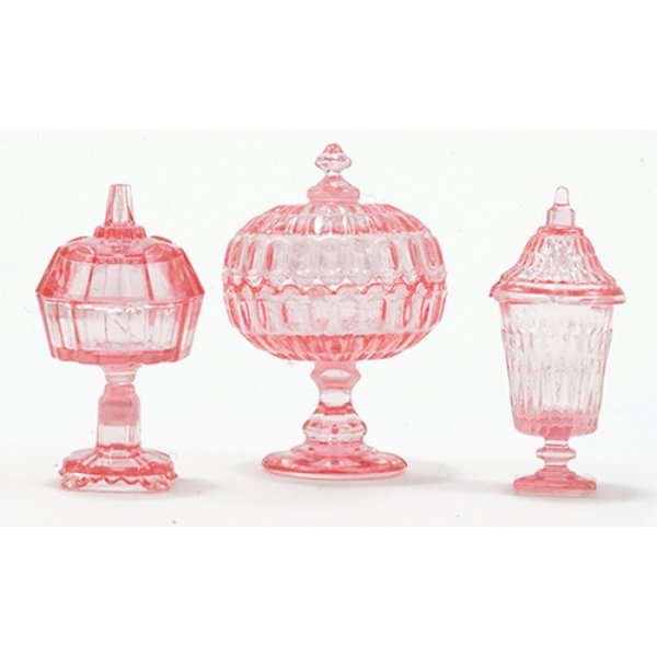 CB68P Candy Dishes for Dollhouse Miniature - Pink - 3 Piece