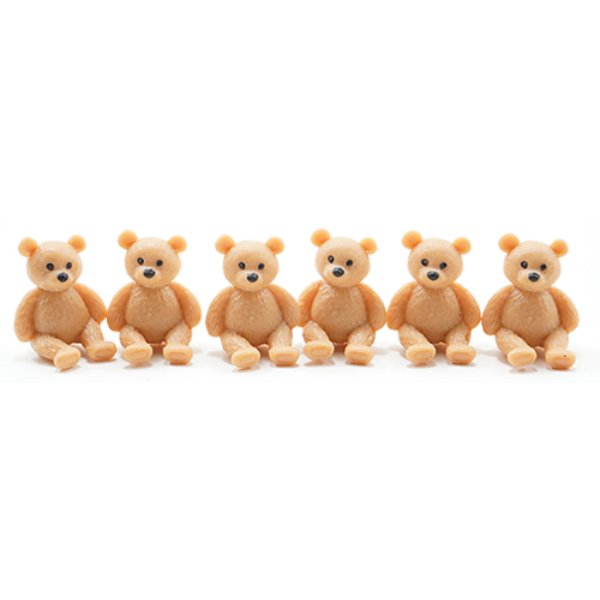 MUL6033 Teddy Bears for Dollhouse Miniature - 6 Piece