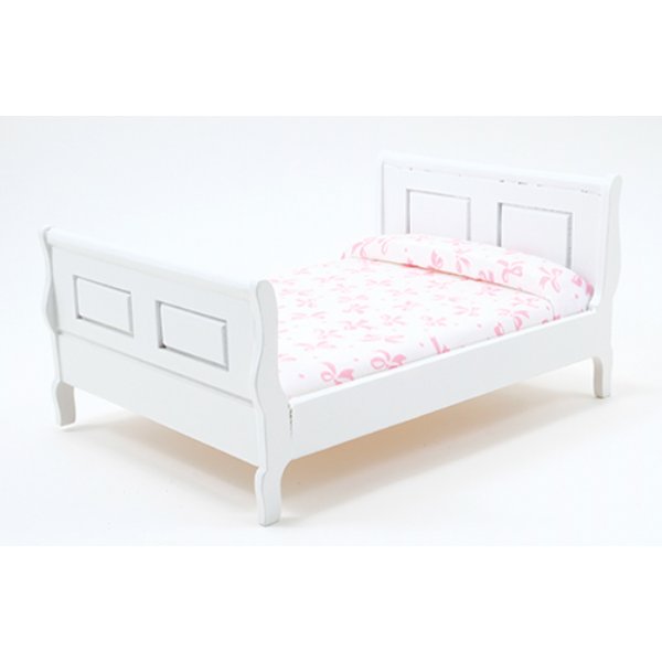 CLA10973 Sleigh Bed for Dollhouse Miniature - White