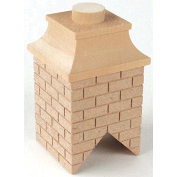 HW2408 Wood Brick Chimney for Dollhouse Miniature
