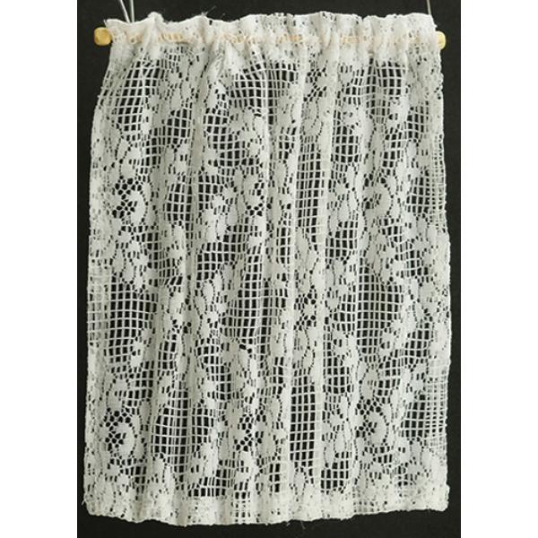 BB50002 6 in. Flowered Lace Sheer Curtains for Dollhouse Miniature, White