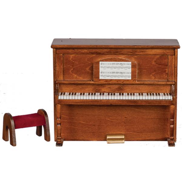 AZD2754 4 x 5.25 x 2.37 in. Upright Piano with Bench for Dollhouse Miniature